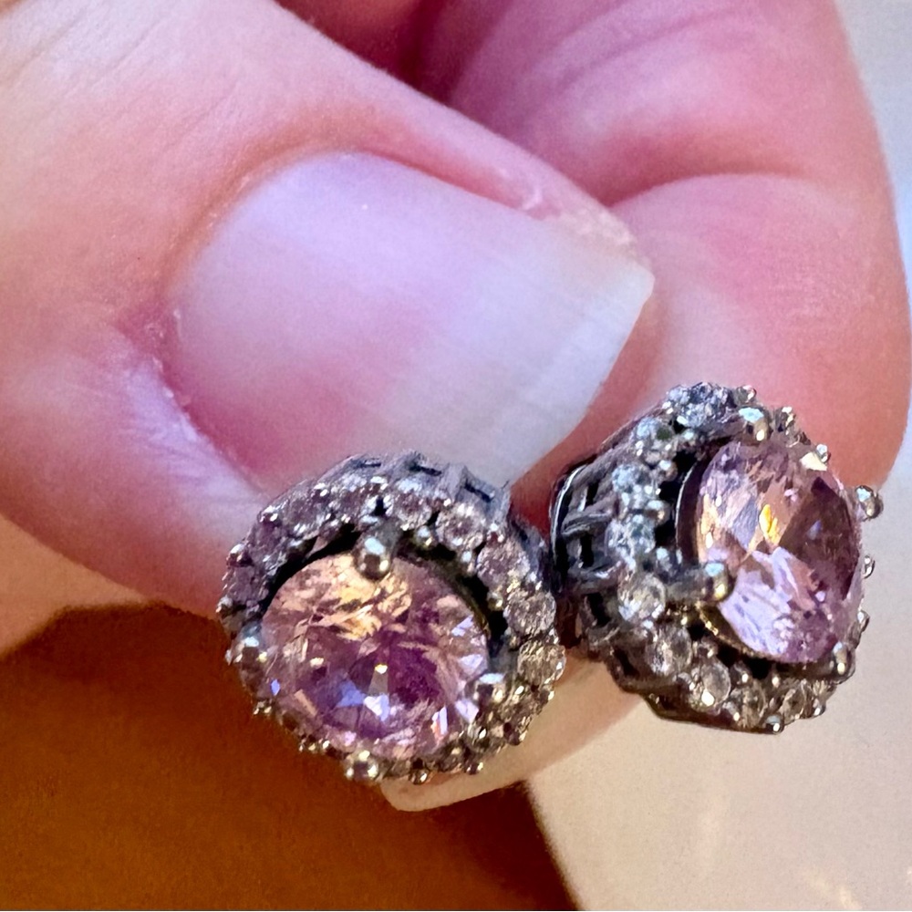 EUC morganite Elegant Silver and Pink Stud Earrings